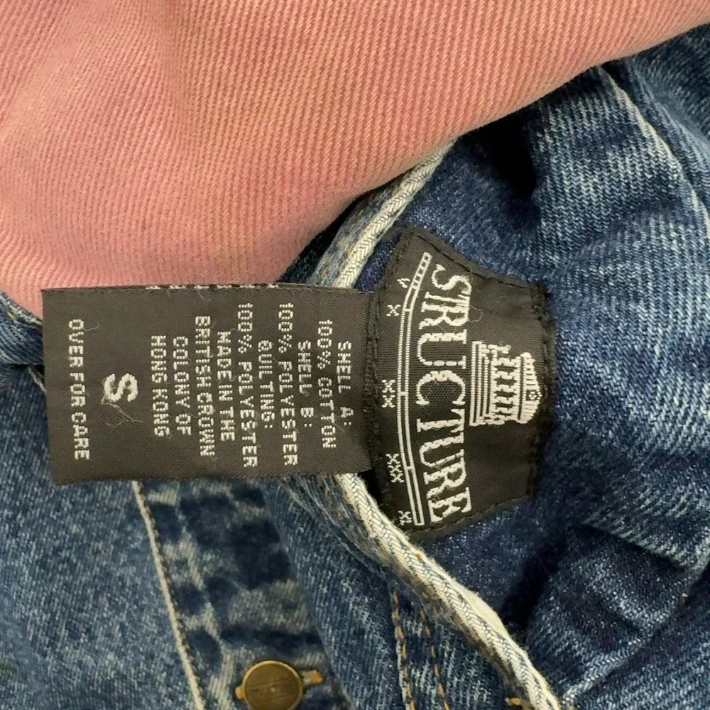 Vintage Structure Jacket Mens S Blue Pink Cotton Denim Colorblock Reversible 90s